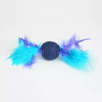 Pet hobby Игрушка с валерианой и гремелкой для кошек Шар с перьями, 5,5 см