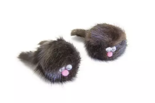 Pet Hobby Игрушка Зверек из норки (с натуральной норкой), 5 см (2 шт)