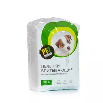 Pet hobby Пеленки впитывающие 60х40 см (10 шт.) для собак и кошек, белые