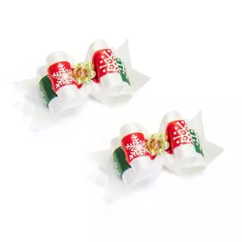 Petmax Бантик красно-белый снежинки 2шт