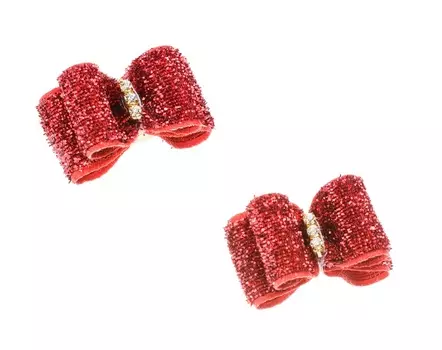Petmax Бантики с блестками для собак и кошек, 3,5х2 см, красные, 2 шт.