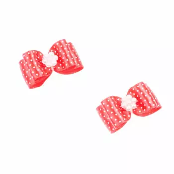 Petmax Бантик объемный с цветочком для собак, 2 шт., 3,5х1,5 см, красный