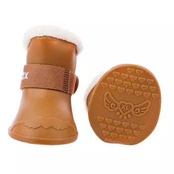 Petmax Ботинки на липучках коричневые резиновые с мехом XL