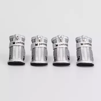 Petmax Ботинки с лапкой для собак, M, серебряные (унисекс)