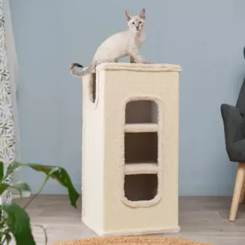 Petmax Дом-когтеточка (40х40х78 см) четырехуровневый для кошек