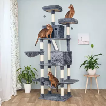 Petmax Дом-когтеточка (60х50х204,5 см) для кошек