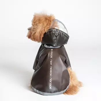Petmax Дождевик с капюшоном для собак, M, черный
