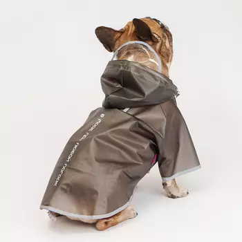 Petmax Дождевик с капюшоном для собак породы французский бульдог, French1, черный