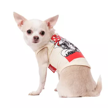 Petmax Футболка для собак с собачкой S бежевый (унисекс)