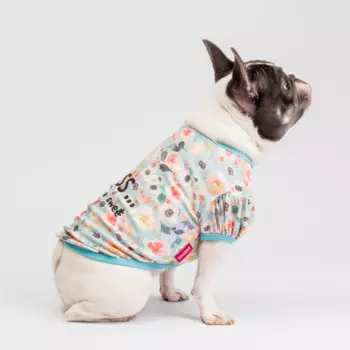 Petmax Футболка зеленая с цветочками M