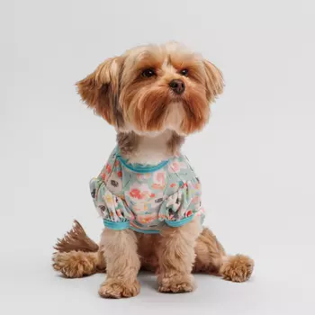 Petmax Футболка зеленая с цветочками S