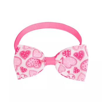 Petmax Галстук-бант для кошек и собак розовый сердца, 20-35 см