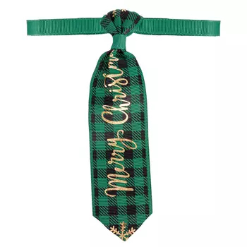 Petmax Галстук для кошек и собак Merry Christmas, 20-35 см, зеленый в клетку