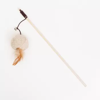 Petmax Игрушка для кошек Дразнилка с мячиком с перьями, длина палки 40 см, длина резинки 39 см, диаметр шарика 6 см