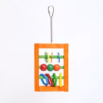 Petmax Игрушка для птиц Акриловые счеты с деревянной рамкой, 15х10 см