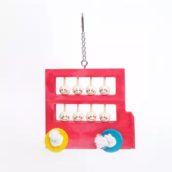 Petmax Игрушка для птиц Веселый автобус, 15,6x6x14,2 см, длина с карабином 23,5 см