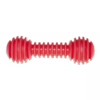 Petmax Игрушка для собак Гантель рифленая резиновая красная 15 см