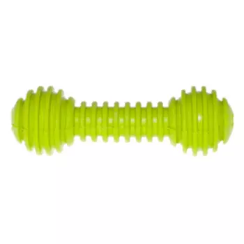 Petmax Игрушка для собак Гантель рифленая резиновая зеленая 15 см