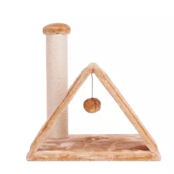 Petmax Когтеточка для кошек со столбиком IRBIS с игрушкой, бежевая, 38х38х40 см