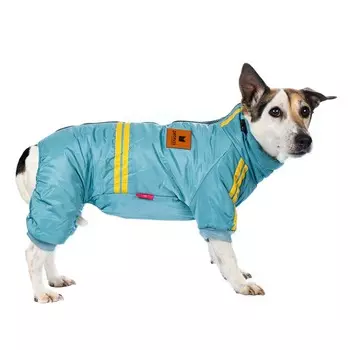 Petmax Комбинезон для собак голубой на молнии с полосками девочка L