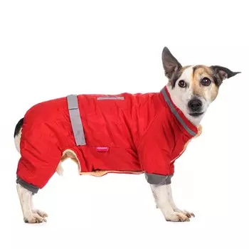 Petmax Комбинезон для собак красный с поясом девочка