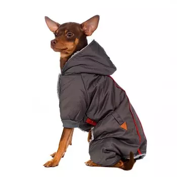 Petmax Комбинезон для собак серый с капюшоном XS