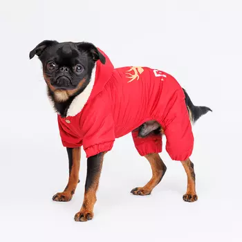 Petmax Комбинезон с оленем для собак, S, красный