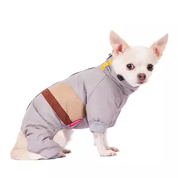 Petmax Комбинезон на молнии для собак M серый (унисекс)