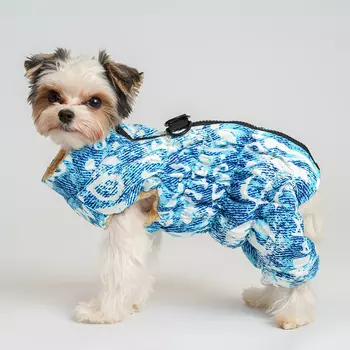 Petmax Комбинезон на замке для собак, L, голубо-белый (девочка)