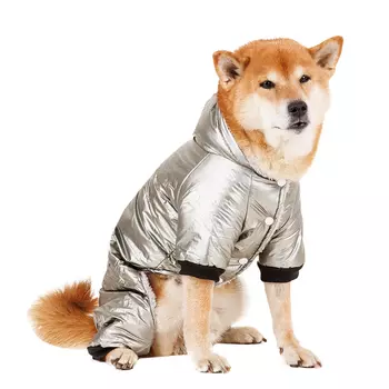 Petmax Комбинезон с капюшоном для собак, M, серый (унисекс)