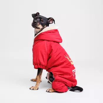 Petmax Комбинезон с оленем для собак, XL, красный