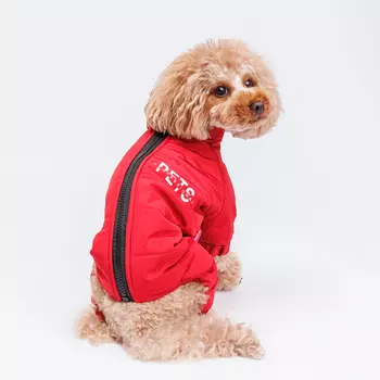 Petmax Комбинезон с замком для собак, M, красный