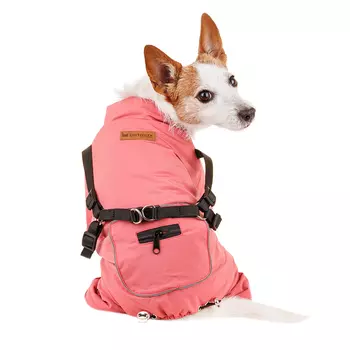 Petmax Комбинезон со шлейкой для собак M малиновый (девочка)