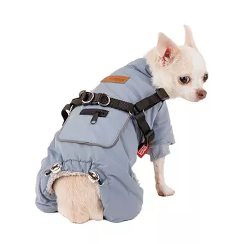Petmax Комбинезон со шлейкой для собак S голубой (унисекс)
