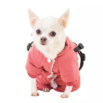 Petmax Комбинезон со шлейкой для собак S малиновый (девочка)