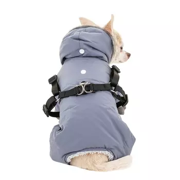 Petmax Комбинезон со шлейкой и капюшоном для собак XS синий (унисекс)