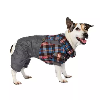 Petmax Костюм для собак серый с клеткой L