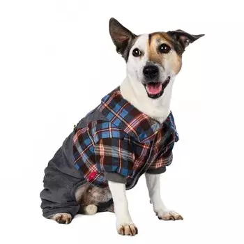 Petmax Костюм для собак серый с клеткой M