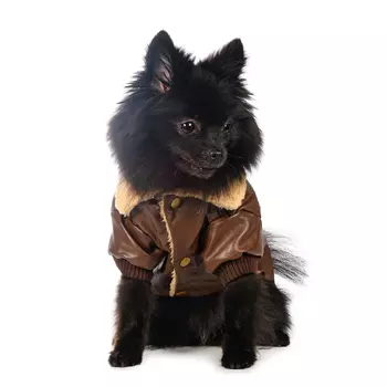Petmax Куртка для собак коричневая кожзам