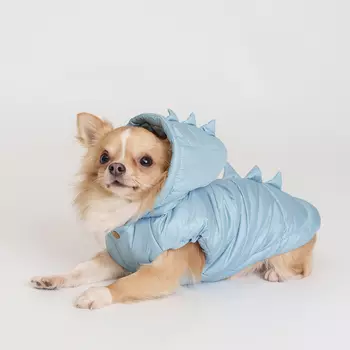 Petmax Куртка с капюшоном для собак Дракоша, S, голубая