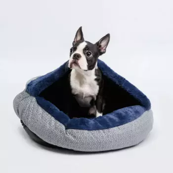 Petmax Лежак закрытый с кармашком для собак и кошек, 58х10 см, серо-синий