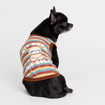 Petmax Майка полосатая с ленивцем для собак и кошек, M, коричневая