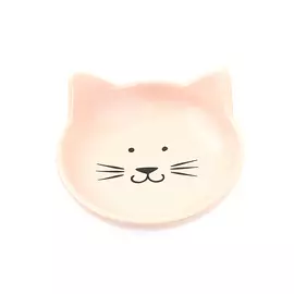 Petmax Миска-блюдце для кошек Кошечка, 80 мл, диаметр 12 см, розовая