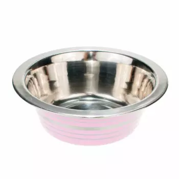 Petmax Миска металлическая для собак и кошек, 370 мл, с полосками
