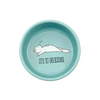 Petmax Миска керамическая для кошек, 200 мл, 11 см, голубая