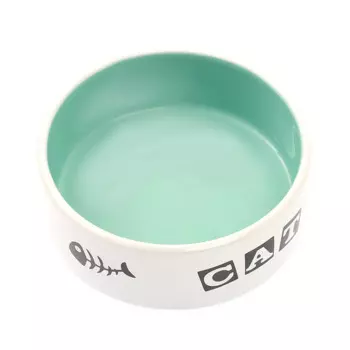 Petmax Миска керамическая для кошек, 300 мл, диаметр 12,5 см, бирюзовая