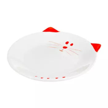 Petmax Миска для кошек блюдце с ушками 15,5 см белая керамика