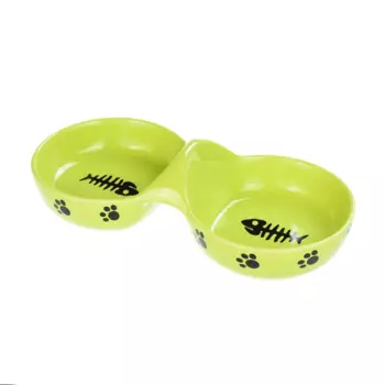 Petmax Миска двойная керамическая для кошек Рыбья кость, 2 шт. по 150 мл