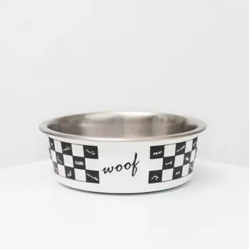 Petmax Миска для кошек и собак Check Pattern, 450 мл, 14х14,5 см, черная