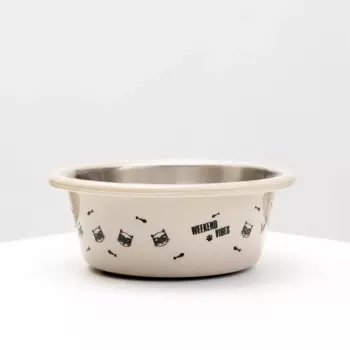 Petmax Миска для кошек и собак Vacation Mood, 400 мл, 13х5,5 см, бежевая